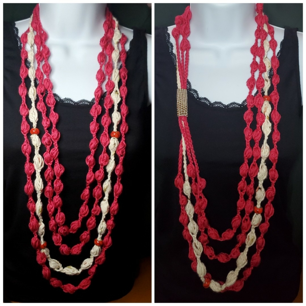ARTISAN CRAFTED PUFF STITCH CROCHET NECKLACE